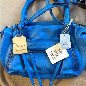 We The Free Sapphire Blue Leather baby Emerson Satchel Bag